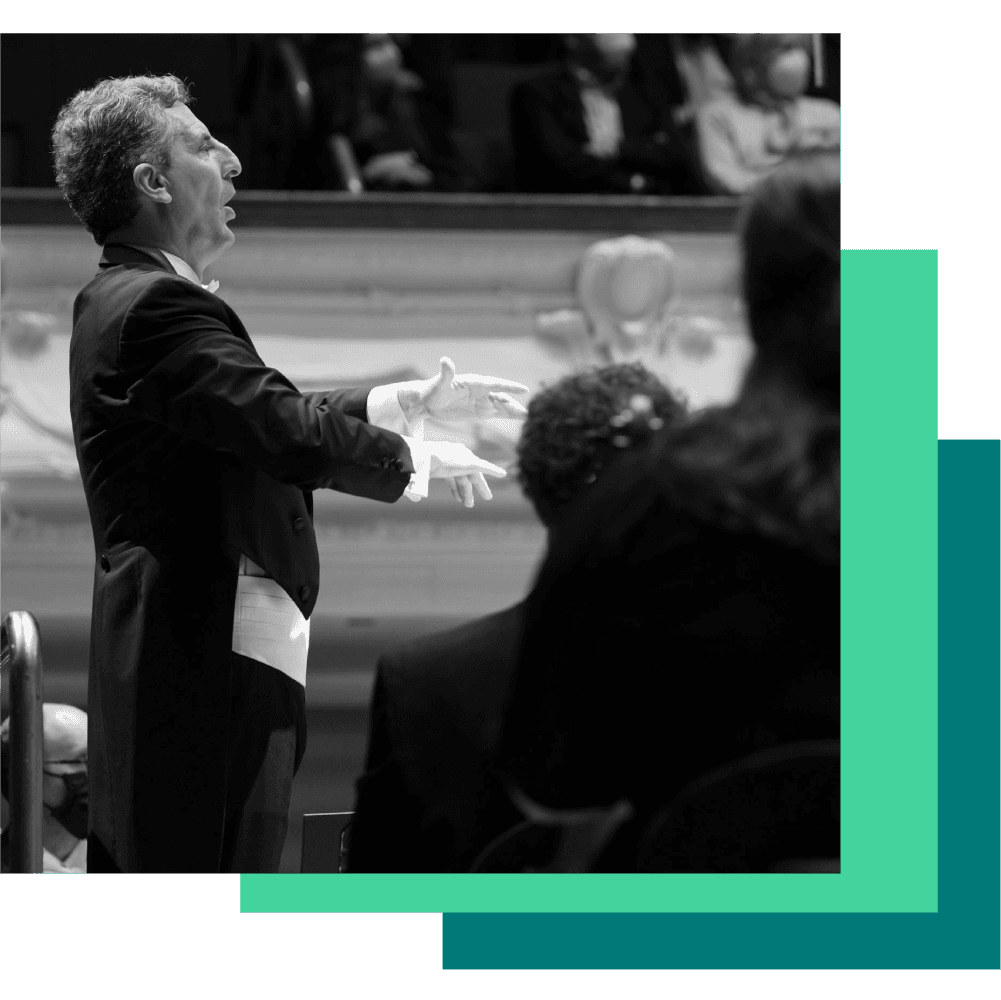a photograph of a conductor